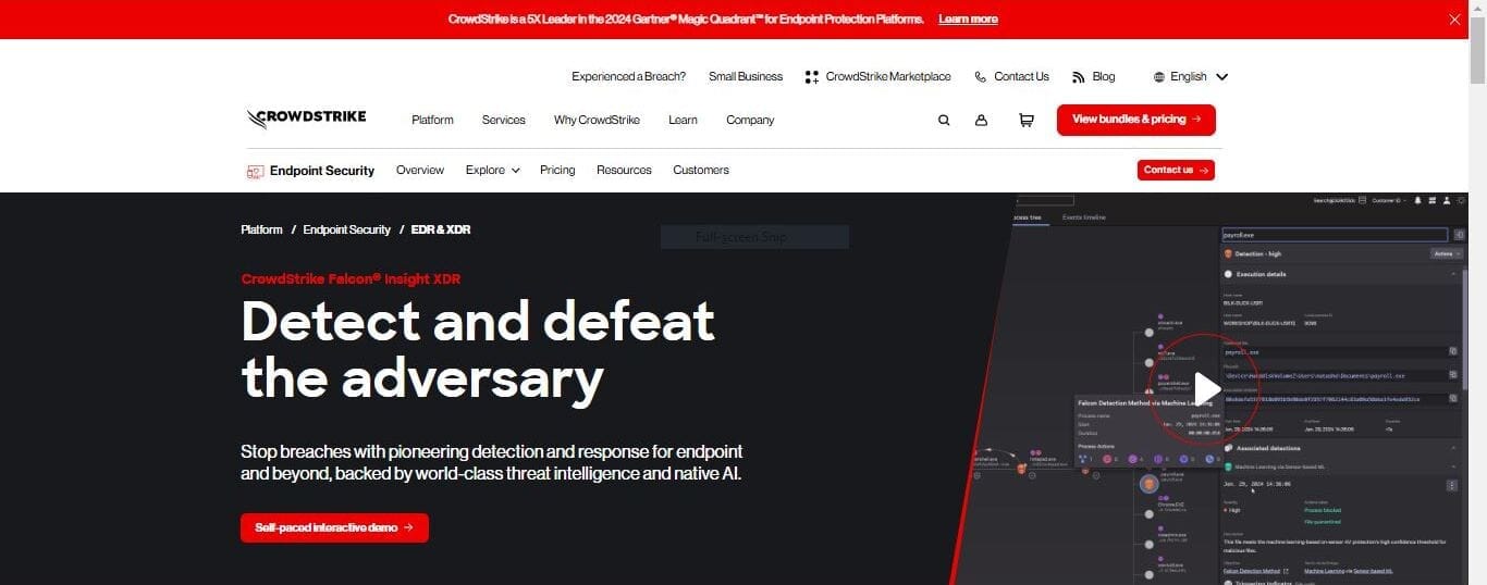CrowdStrike Falcon Insight XDR (Best for Threat Hunting)