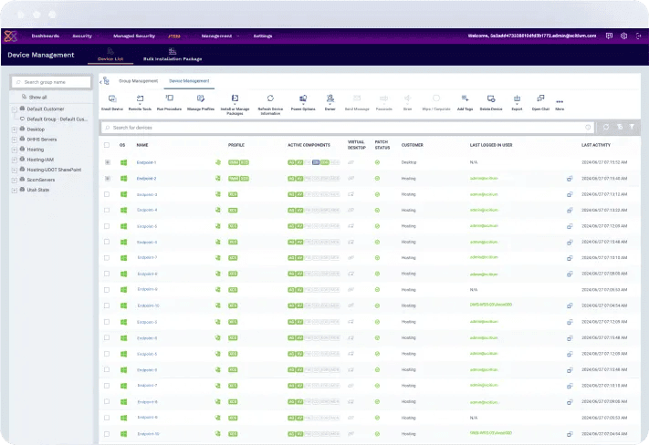 The interface highlights several features that make device management efficient and intuitive.